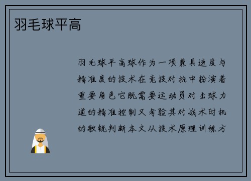 羽毛球平高